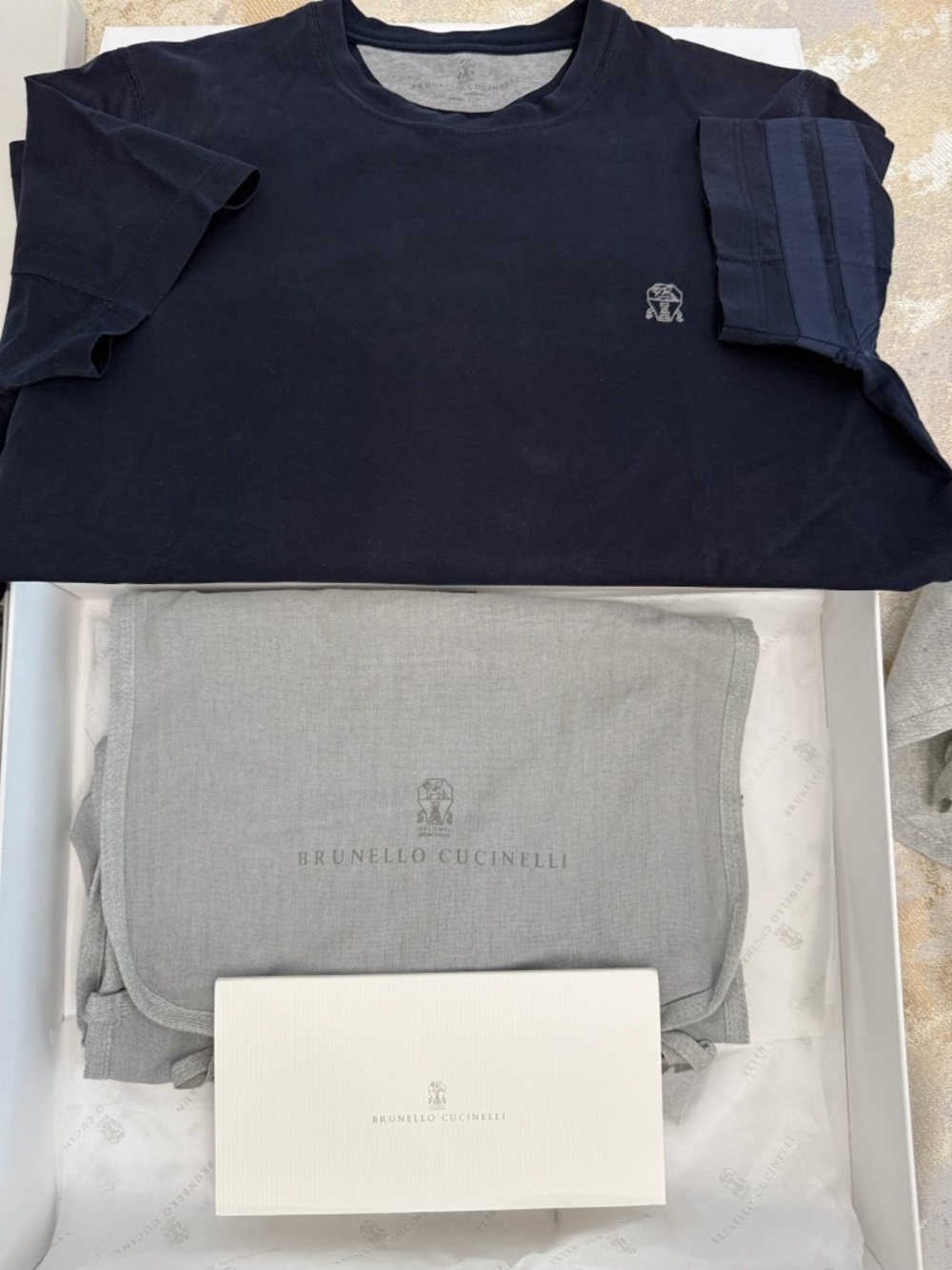 BRUNELLO CUCINELLI Cotton Jersey Mock-Neck T-Shirt 100% cotton navy